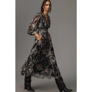NWT Anthropologie Printer Johnson Midi Dress - XSP